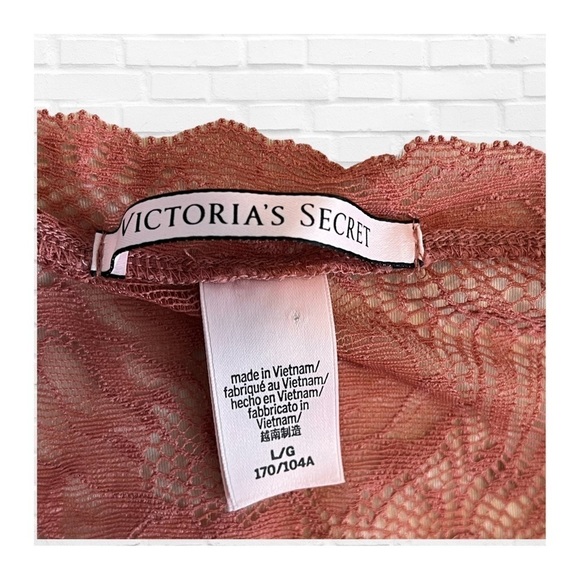 Victoria’s Secret Rose Pink Sheer Lace Dress Babydoll Chemise Sexy Mesh Large - Picture 7 of 11